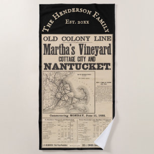 Serviette De Plage Nantucket Martha’s Vineyard 1893 Ancien RR de Colo