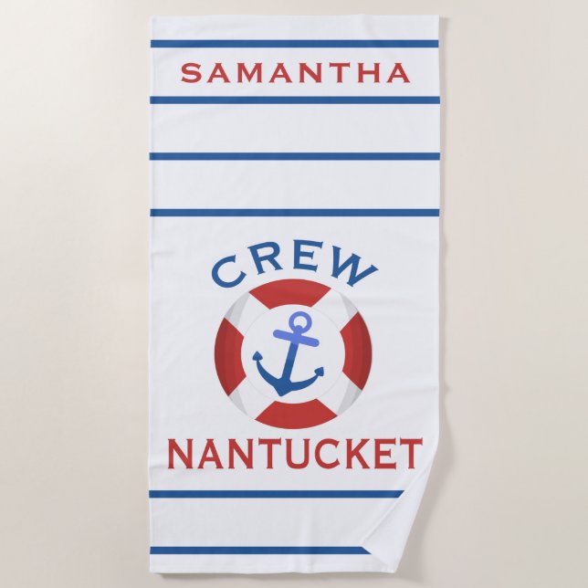 Serviette De Plage Nantucket Personnalisé Nautique (Devant)