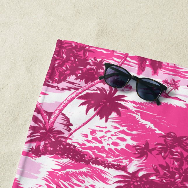 Serviette De Plage Napili Bay Hawaiian Island Pittoresque - Rose (En situation)