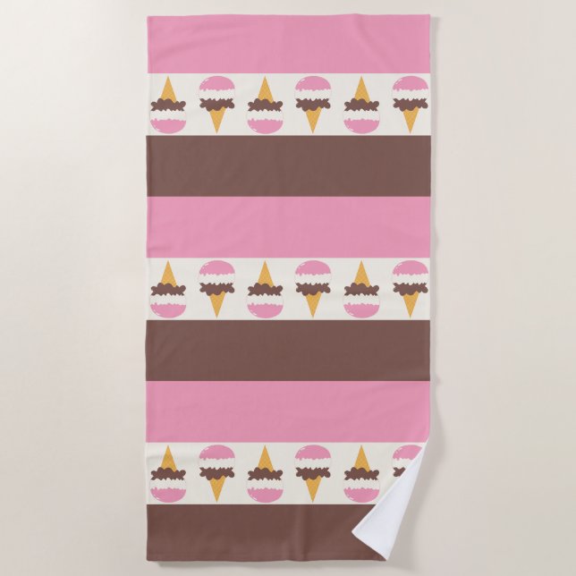 Serviette De Plage Napolitain Crème glacée Motif à rayures (Devant)