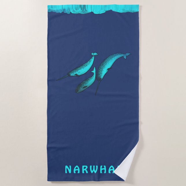 Serviette De Plage Narwhal Sous La Glace (Devant)
