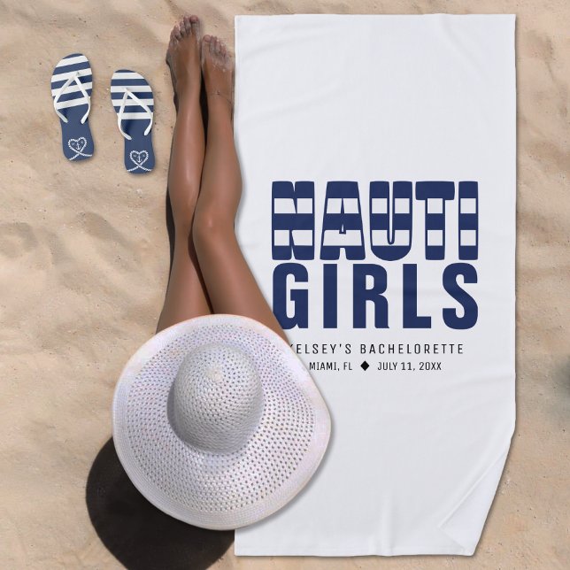 Serviette De Plage Nauti Girls White Bachelorette Party (Nauti Girls White Bachelorette Party Beach Towel
)