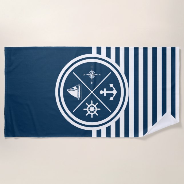 Serviette De Plage Nautical themed design (Devant)