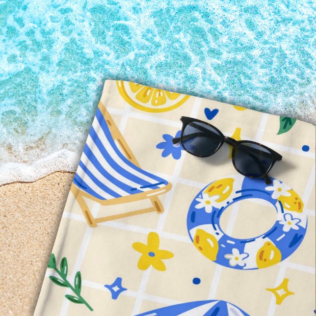 Serviette De Plage Nautique Été Citron Mignon  (Créateur téléchargé)