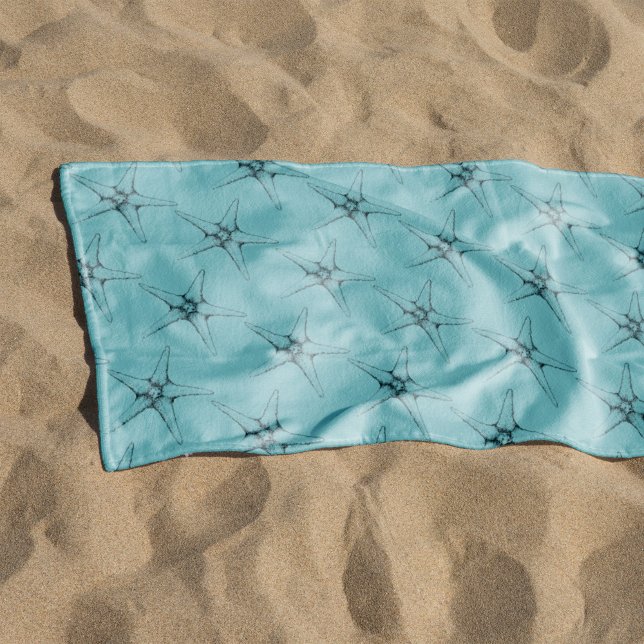 Serviette De Plage Nautique sous-marin moderne étoile de mer bleu mot (Créateur téléchargé)