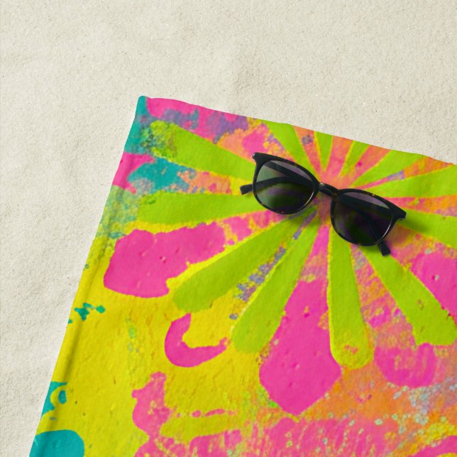 Serviette De Plage Neon Dreams Abstrait (En situation)