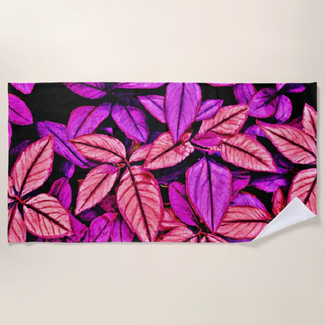 Serviette De Plage Neon Feuille se demande (Devant)