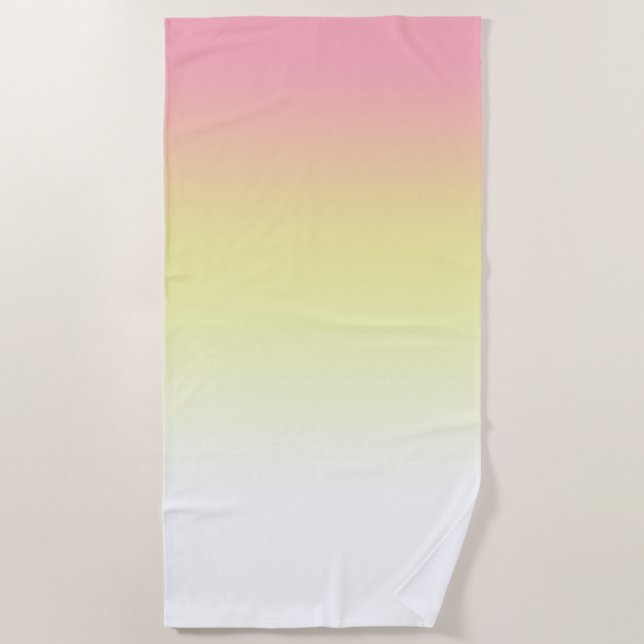 Serviette De Plage Neon Ombre Gradient Blanc Jaune Rose (Devant)