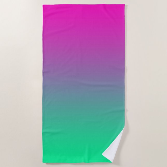 Serviette De Plage Neon Ombre Gradient Vert Violet Rose (Devant)