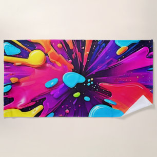 Serviette De Plage Neon Paint Burst Art