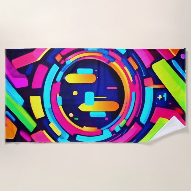 Serviette De Plage Neon Pulse : une symphonie numérique (Devant)