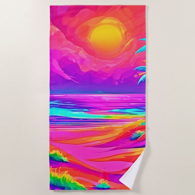 Serviette De Plage Neon Sun & Beach Bliss (Devant)
