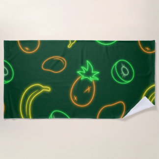 Serviette De Plage Neon Tropical Fruit Pattern Beach Towel
