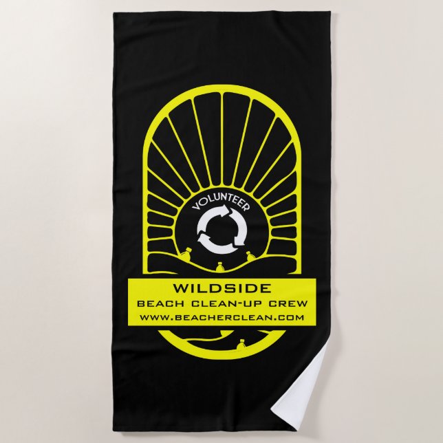 Serviette De Plage Nettoyage de plage - Debout équipage bénévole (Devant)
