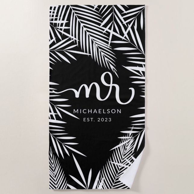 Serviette De Plage New Mr. | Feuilles tropicales (Devant)