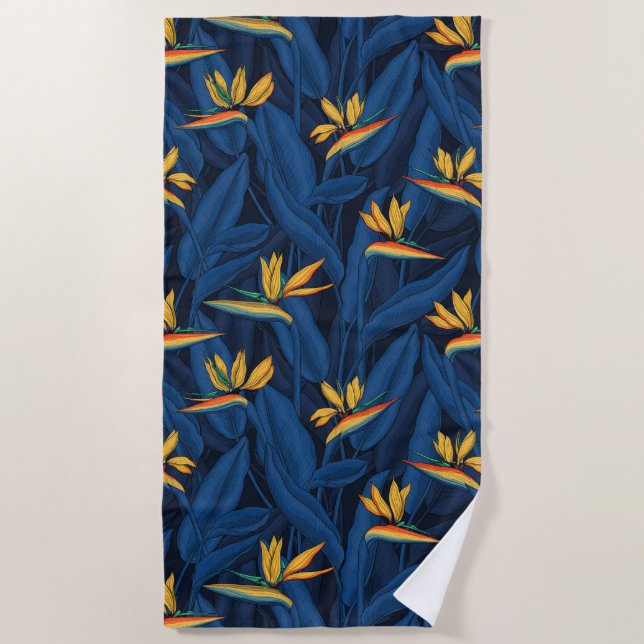 Serviette De Plage Night bird of Paradise garden 2 (Devant)