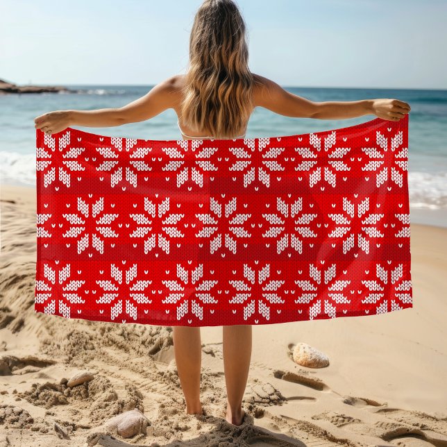 Serviette De Plage Noël Rouge Blanc Vacances Vacances Knit Flèches ne (Créateur téléchargé)