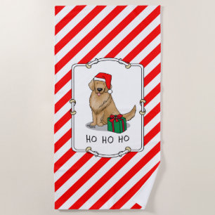 Serviette De Plage Noël Santa Claus Golden Retriever Chien mignonne