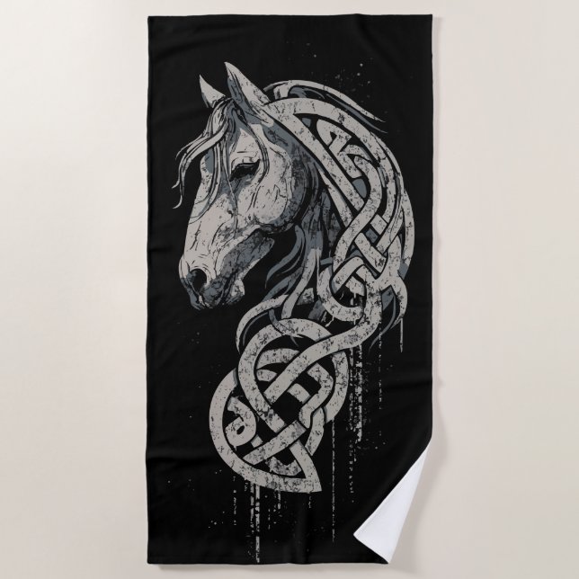 Serviette De Plage Nœud Viking Cheval Celtique (Devant)