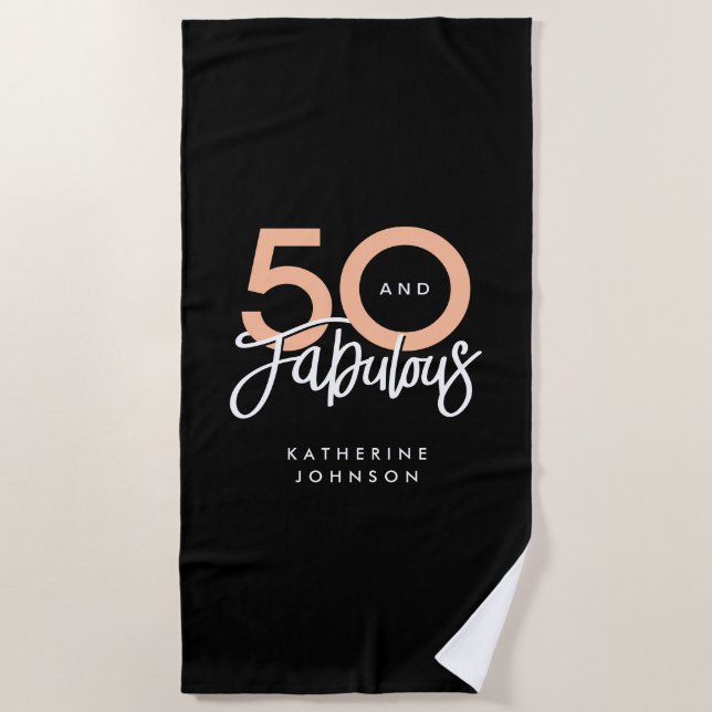 Serviette De Plage Noir 50 et fabuleux moderne 50e anniversaire (Devant)