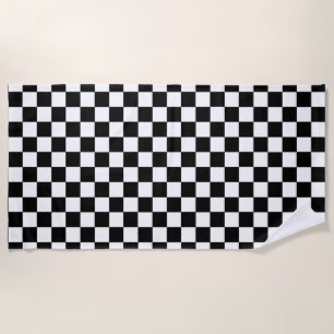 Serviette De Plage Noir et blanc Checkered
