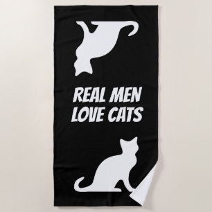 Serviette De Plage Noir et blanc drôle de vrais d'hommes chats