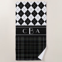 Noir et blanc Plaid et Jacquard Monogramme