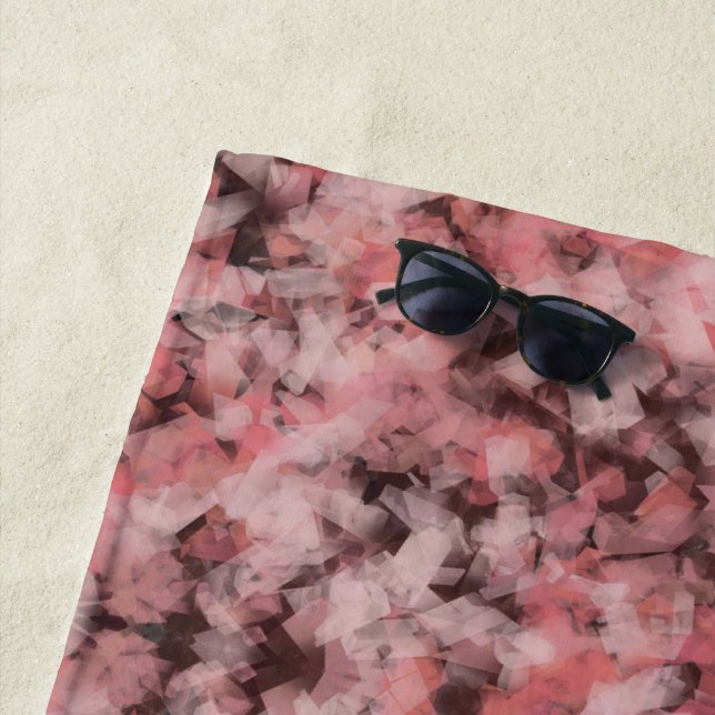 Serviette De Plage Noir Gris Rose Blanc Abstrait Géométrique Moderne (En situation)