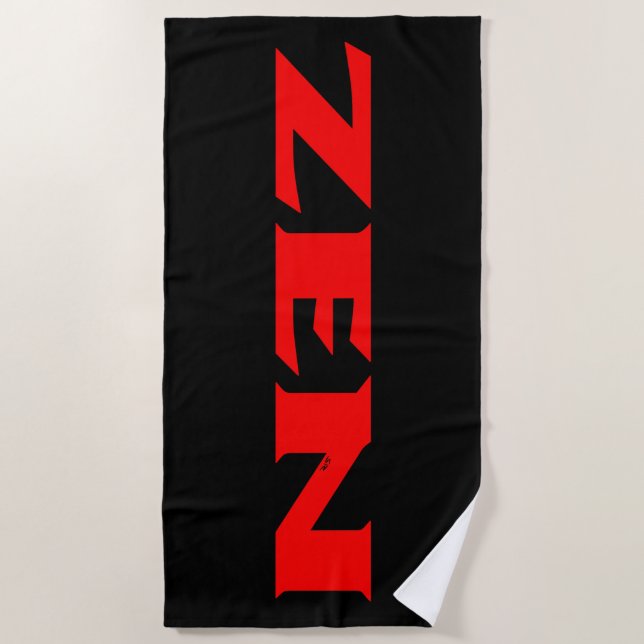 Serviette de plage noire rouge zen (Devant)