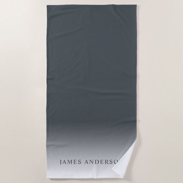 Serviette De Plage Nom chic gris foncé Monogramme (Devant)