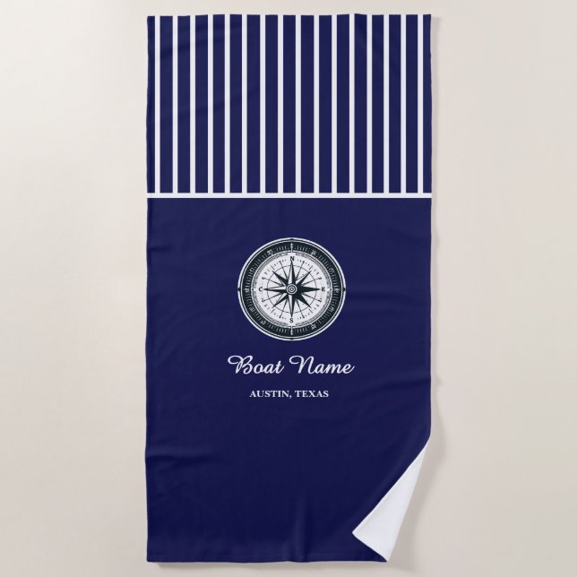 Serviette De Plage Nom de bateau personnalisé (Devant)