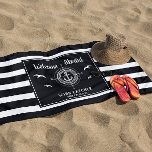 Serviette De Plage Nom de bateau personnalisé Bienvenue à bord de la 