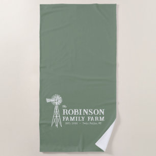 Serviette De Plage Nom de famille Agritourisme Rustique Windmill Sage