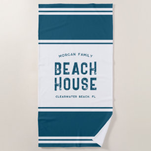 Serviette De Plage Nom de famille Summer Vacation Beach House