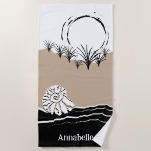 Serviette De Plage Nom de la dune de sable de la coquille de mer du c