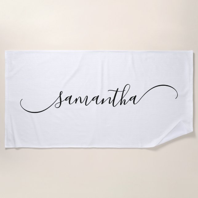 Serviette De Plage Nom de signature courbe élégante (Devant)