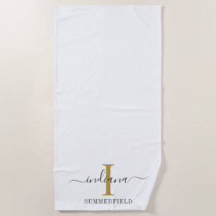 Serviette De Plage Nom de style minimaliste élégant en or gris