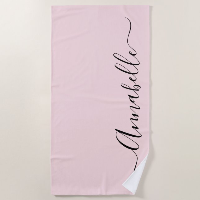 Serviette De Plage Nom des filles personnalisées rose pâle (Devant)