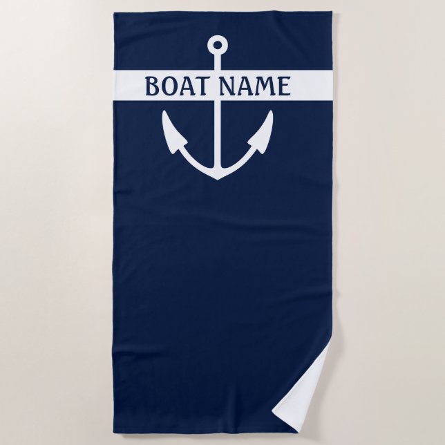 Serviette De Plage Nom du bateau Ancre Beach Towel (Devant)