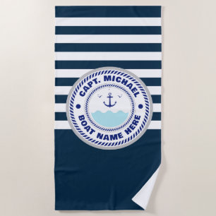 Serviette De Plage Nom du bateau d'Ancre nautique du capitaine person