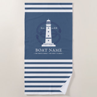 Serviette De Plage Nom du bateau du phare nautique personnalisé