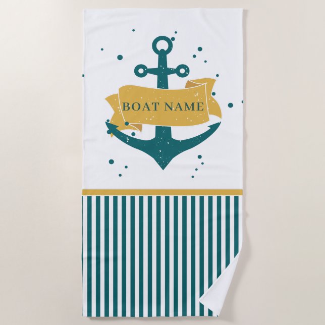Serviette De Plage Nom du bateau nautique Personnalisé (Devant)