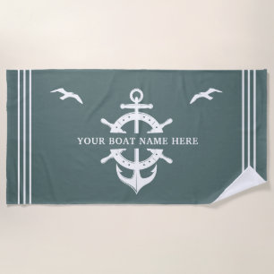 Serviette De Plage Nom du bateau personnalisé Ancre de roue du navire