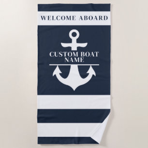 Serviette De Plage Nom du bateau sur mesure nautique Ancre Navette ra