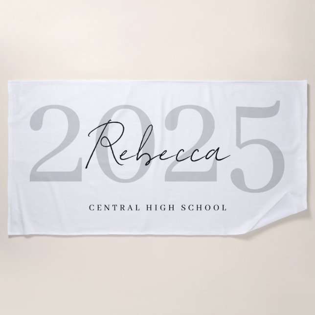 Serviette De Plage Nom du diplômé Année de promotion Nom de l'école D (Devant)