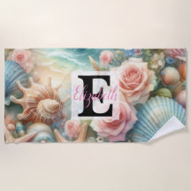Nom du monogramme sur l'aquarelle Fleurs coquillag