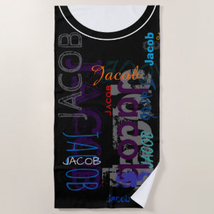 Serviette De Plage Nom extensible personnalisé 5 lettres Beach Towel