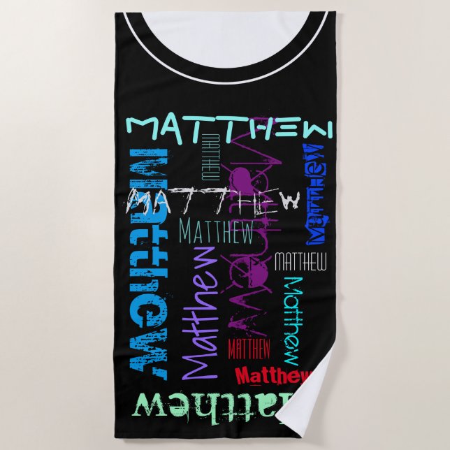 Serviette De Plage Nom extensible personnalisé 7 lettres Beach Towel (Devant)