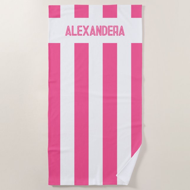 Serviette De Plage Nom Fête de Fille du Bassin Rose (Devant)