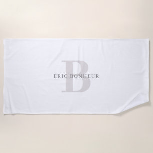 Serviette De Plage Nom moderne élégant et monogramme